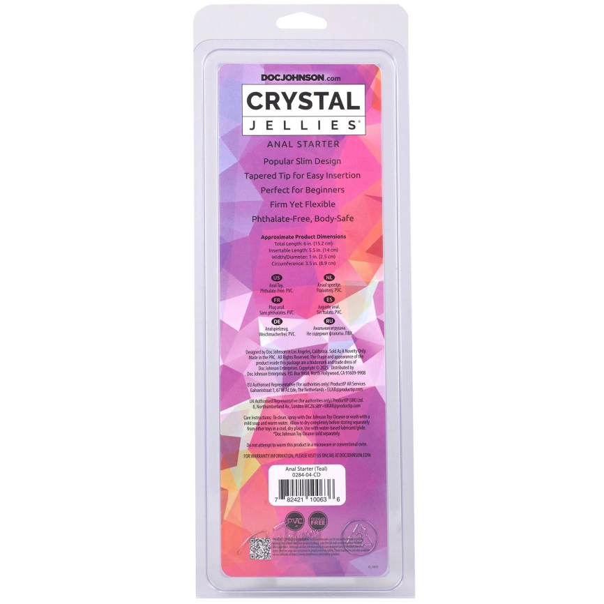 Дилдо Doc Johnson Crystal Jellies - Anal Starter - 5.5 Inches -  Teal фото 3