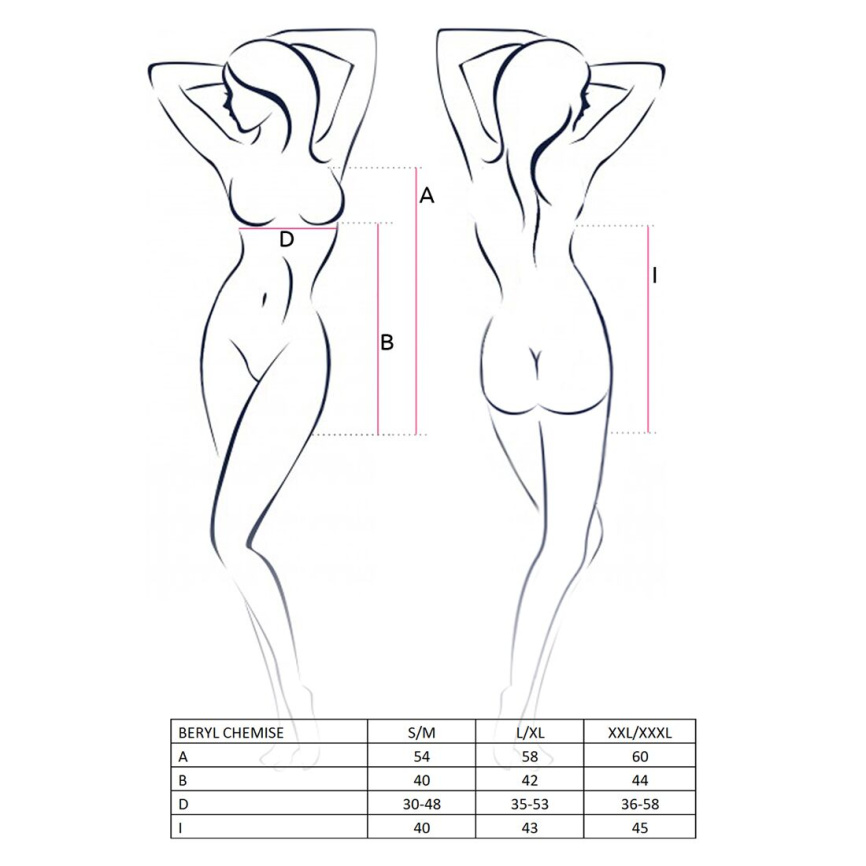 Сорочка бебі-дол Passion BERYL CHEMISE L/XL, black, трусики, напівпрозора, стрічка під груди фото 3