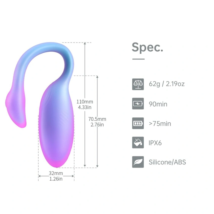 Смарт-виброяйцо Magic Motion Flamingo Max Blue 2 в 1: виброяйцо и тренажер Кегеля, 10 режимов фото 4