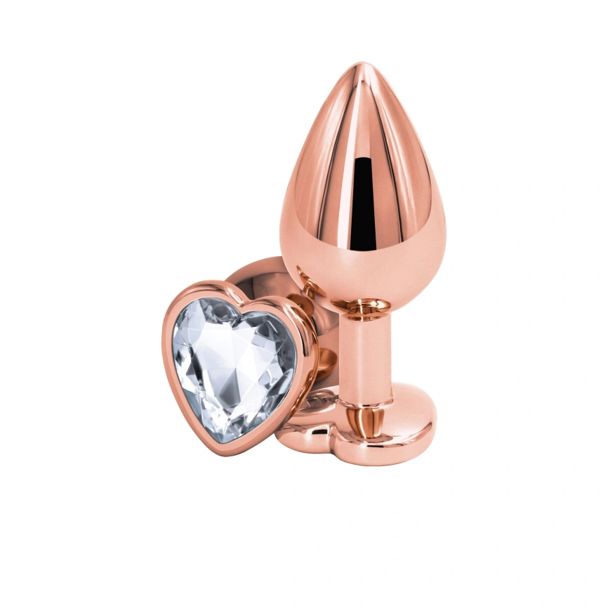 Анальная пробка NS Novelties Rear Assets - Rose Gold Heart - Medium - Clear фото 1