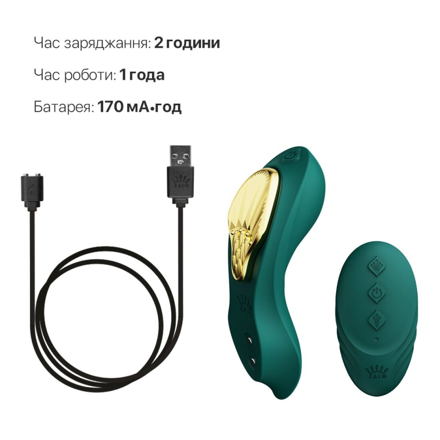 Смарт-вібратор у трусики Zalo - AYA Turquoise Green, насадка та пульт ДК фото 6