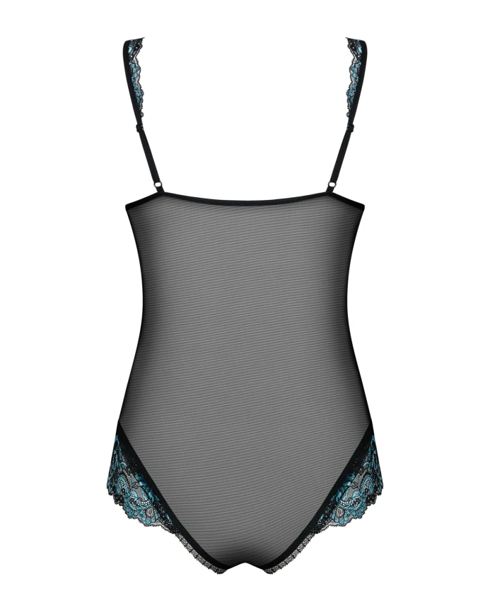 Сетчатое боди на косточках Obsessive Amanta teddy L/XL, черное, с доступом фото 6
