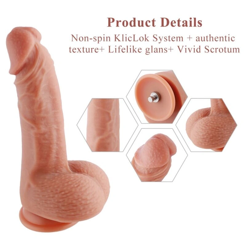 Ультрареалистичный фаллоимитатор для секс-машин Hismith 8.3″ 2-layers Silicone Flesh Dildo,2-слойный фото 2