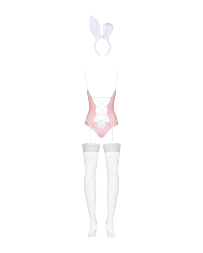 Эротический костюм зайки Obsessive Bunny suit 4 pcs costume pink L/XL, розовый, топ с подвязками фото 6
