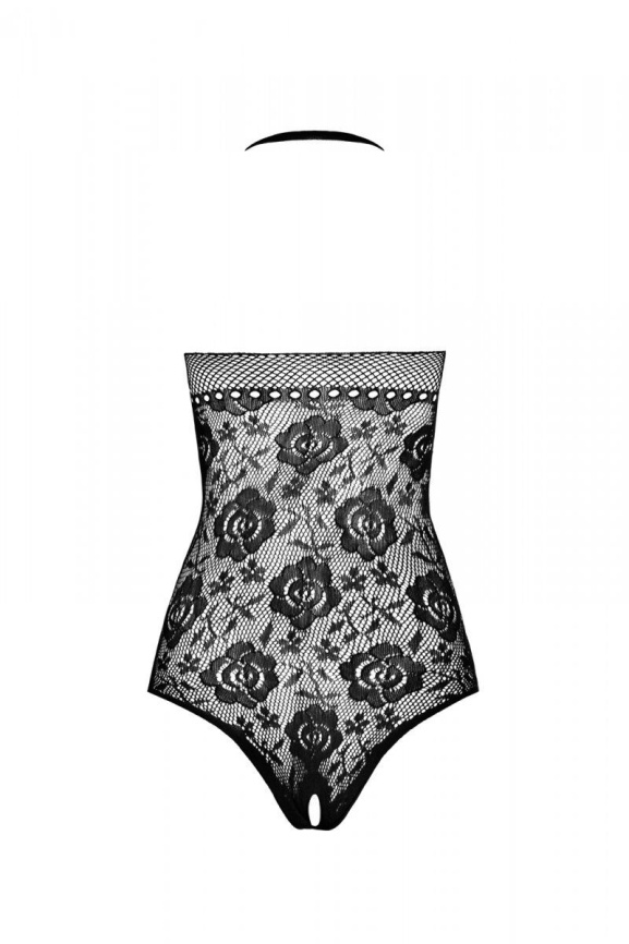 Бодістокінг з імітацією корсетної шнурівки Passion BS094 One Size, white, квітковий візерунок, з дос фото 4