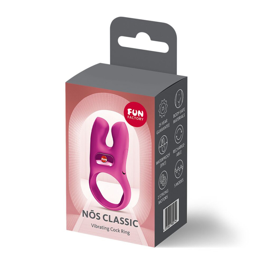 Ерекційне віброкільце з подвійною стимуляцією клітора Fun Factory NŌS CLASSIC Magenta, 2 мотори фото 8
