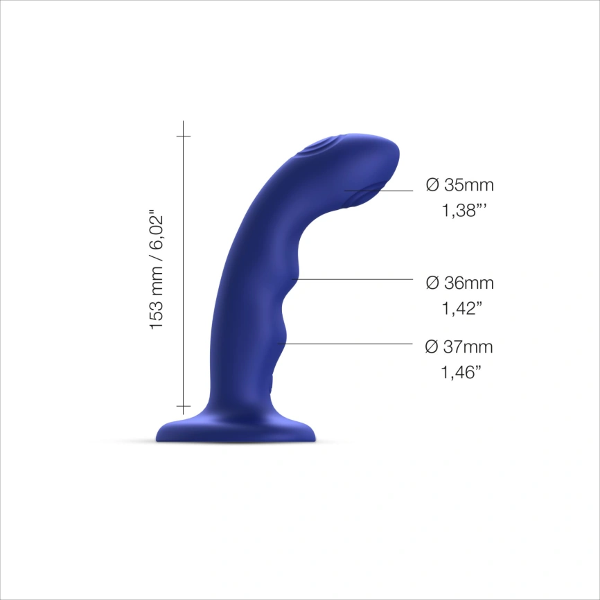 Насадка для страпона с двойной точечной пульсацией Strap-On-Me TAPPING DILDO WAVE – NIGHT BLUE, М фото 2