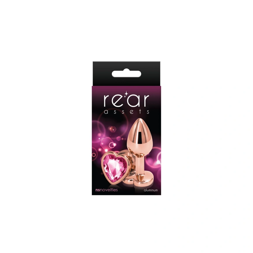 Анальная пробка NS Novelties Rear Assets - Rose Gold Heart - Small - Pink фото 2