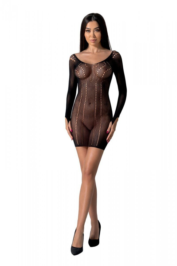 Напівпрозора мінісукня Passion BS101 One Size, black, рукави-мітенки фото 1