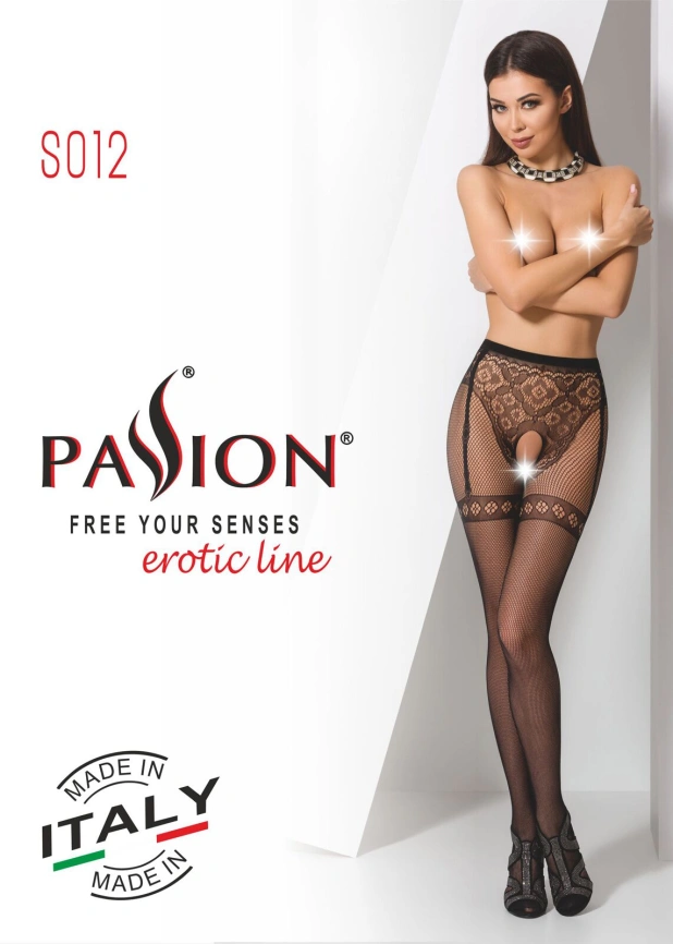 Колготки-бодистокинги Passion S012 One Size, White, имитация чулок, пояса и кружевных трусиков фото 4