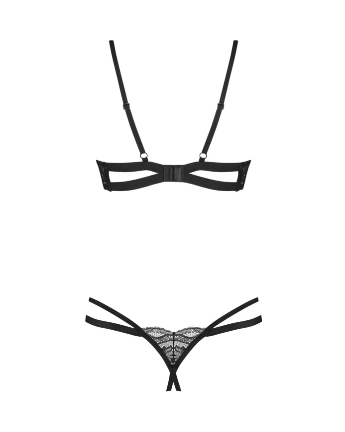 Комплект Obsessive Nutris 2-pcs crotchless set, XL/2XL, ліф з відкритими чашками, трусики з доступом фото 4