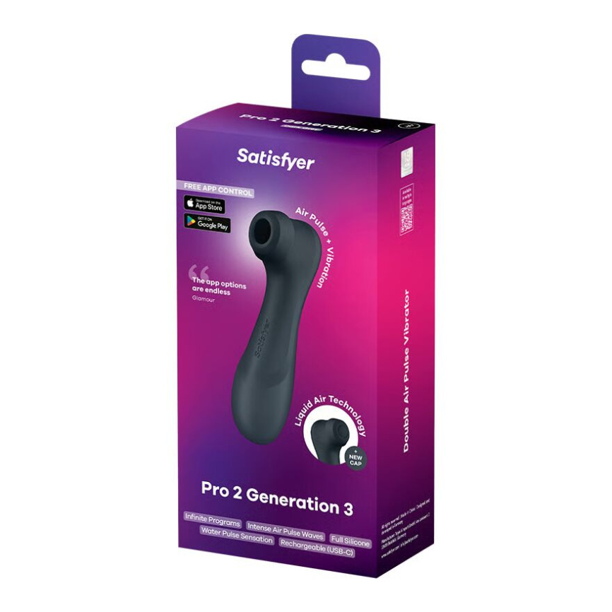 Вакуумний кліторальний стимулятор Satisfyer Pro 2 Generation 3 with Liquid Air Connect App Dark Grey фото 8