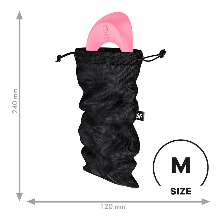 Мішок для секс-іграшок Satisfyer Treasure Bag M, чорний, на шнурку фото 1