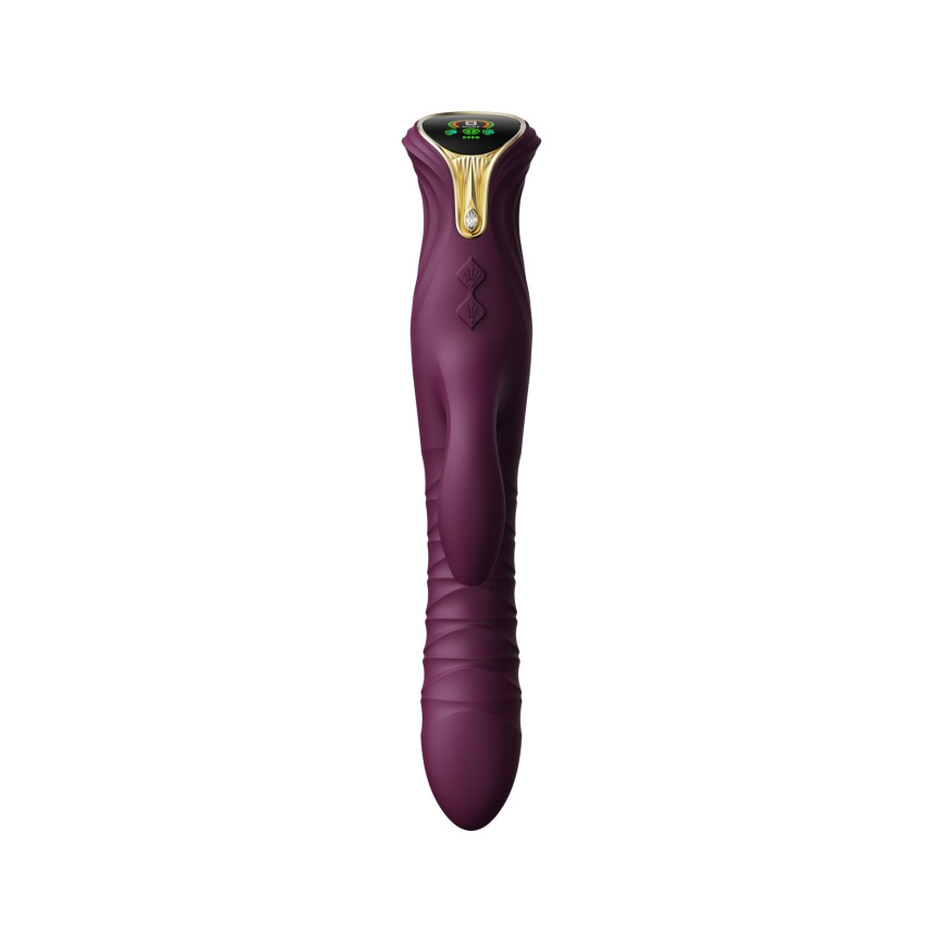 Пульсатор-кролик з вібрацією Zalo Mose Velvet Purple, нагрівання до 42°, кристал Swarovski фото 5