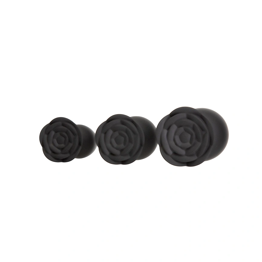 Набор силиконовых анальных пробок BMS Roses Til’ Dawn Silicone Anal Plug Kit Starter Kit Black фото 3