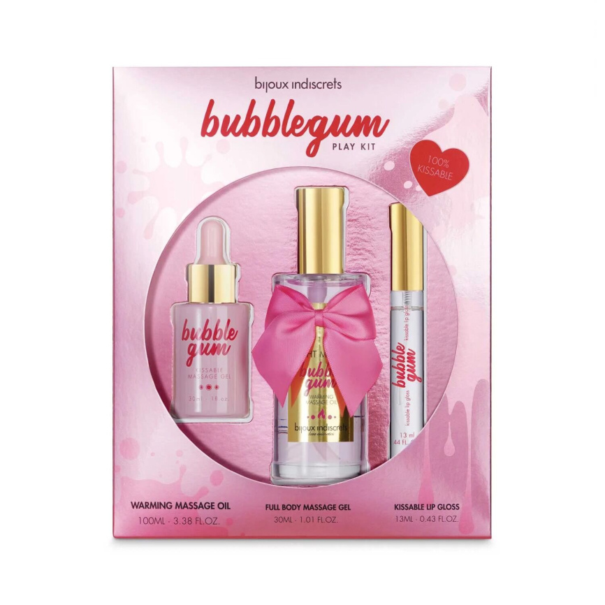Подарунковий набір косметики Bijoux Indiscrets Bubblegum Play Kit, масажна олія, гель, блиск фото 1