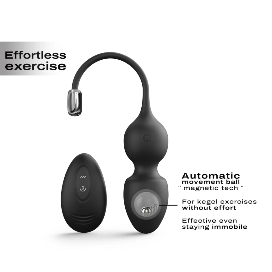 Вагинальные шарики Dorcel LOVE BALLS BLACK, вибрации и движения внутреннего шарика, пульт ДУ фото 2