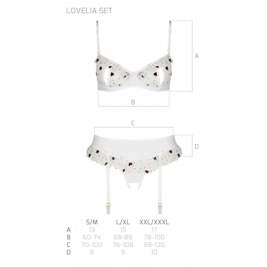 Сексуальний комплект з поясом для панчіх Passion LOVELIA SET L/XL, white фото 7