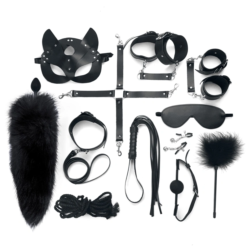 Набор BDSM Art of Sex – Maxi BDSM Set Leather, 13 предметов, черный, натуральная кожа фото 1