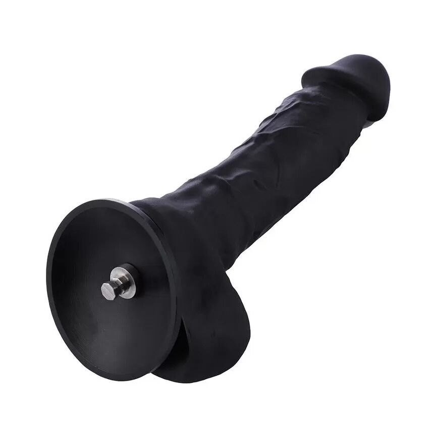 Фалоімітатор для секс-машин Hismith 8.3″ Silicone Dildo Black, система KlicLok, гнучкий стрижень фото 1