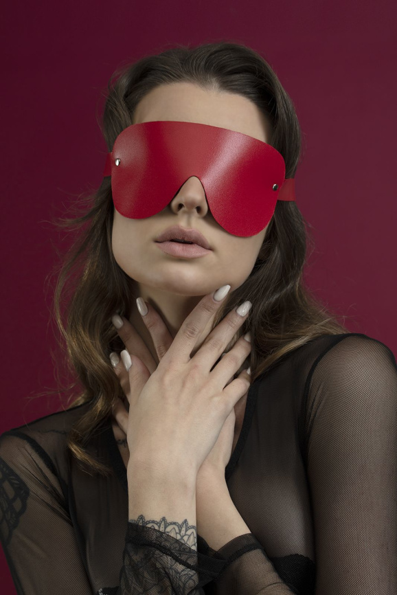 Маска на очі Feral Feelings - Blindfold Mask, натуральна шкіра, червона фото 1