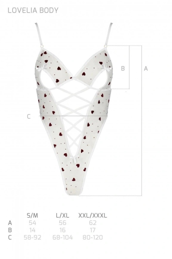 Эротическое боди с рисунком Passion LOVELIA BODY S/M, white фото 7