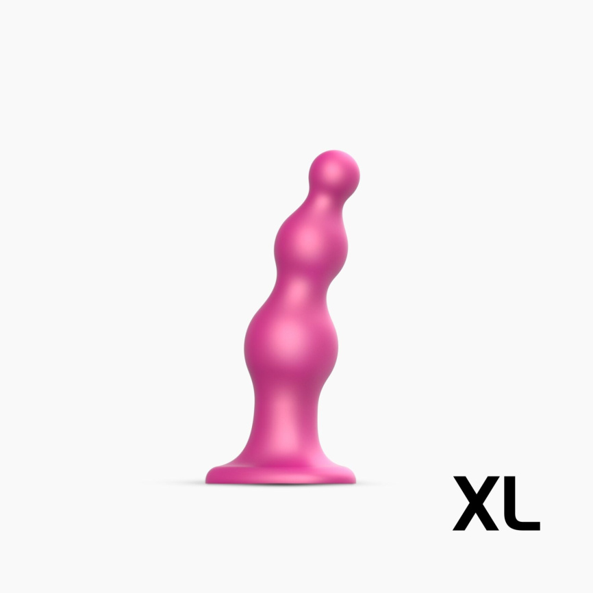 Насадка для страпона Strap-On-Me Dildo Plug Beads Framboise Metallic XL фото 1