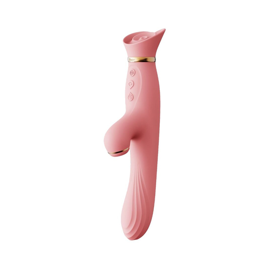 Вібратор з підігрівом та вакуумною стимуляцією клітора Zalo - ROSE Vibrator Strawberry Pink фото 1