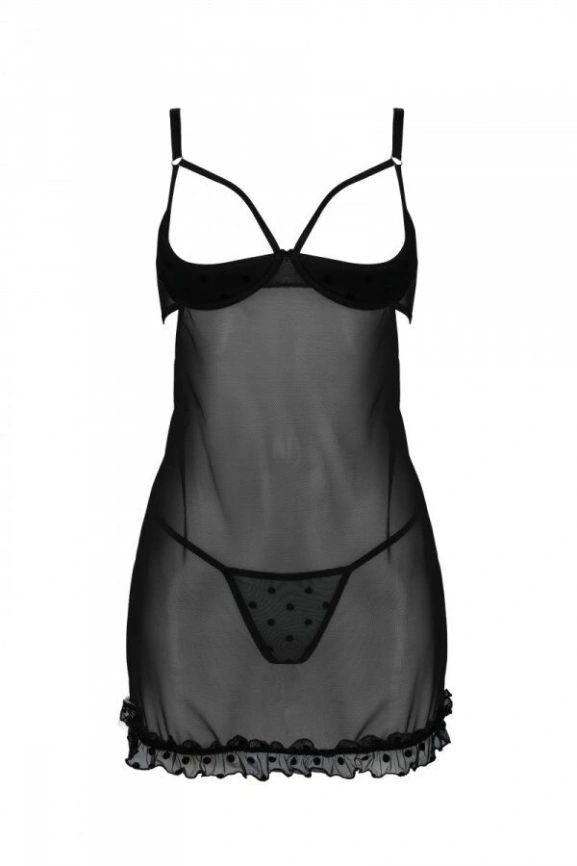 Эротический пеньюар Passion MARINA CHEMISE, XXL/XXXL, black фото 3