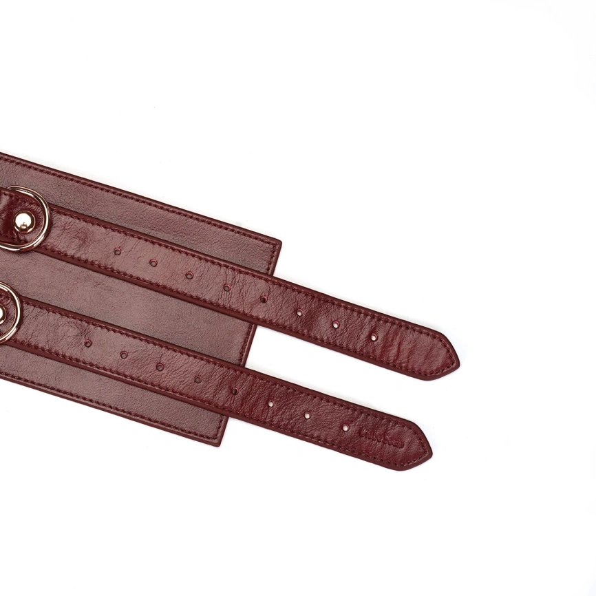 Кожаный пояс для бондажа Liebe Seele Wine Red Waist Cuff, L Size фото 3