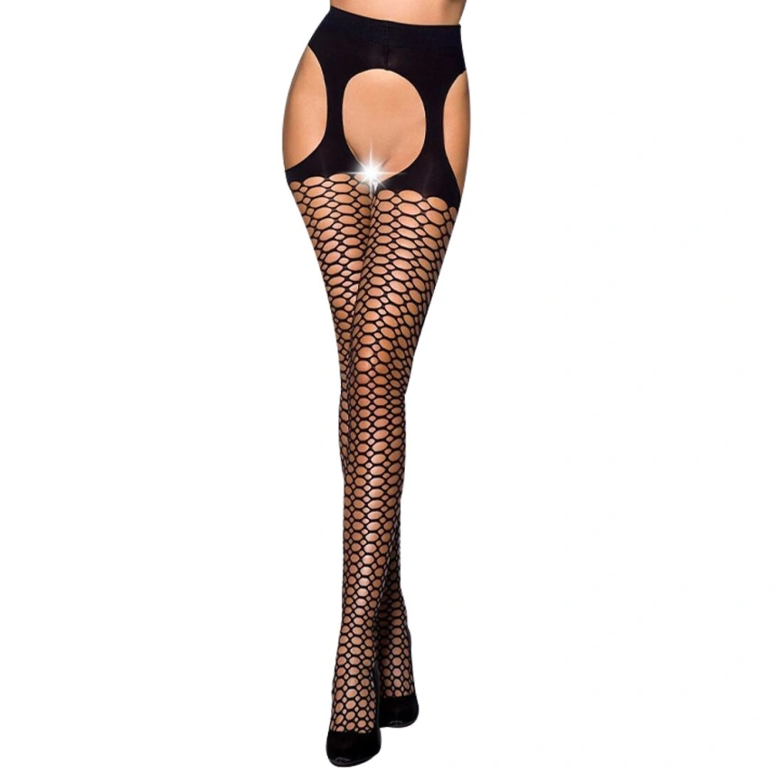 Эротические колготки Passion TIOPEN 004 3/4 (fishnet 40 den), black, имитация чулок и пояса фото 3