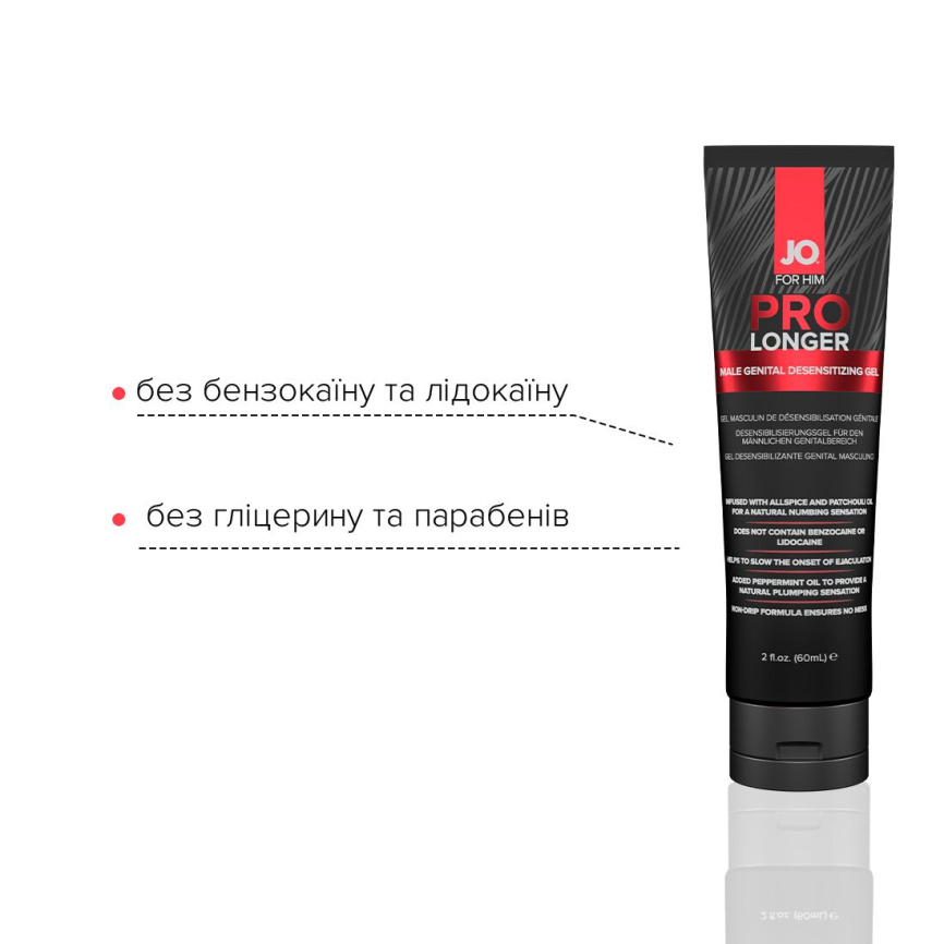 Пролонгер гель JO Prolonger Gel (60 мл) з олією перцевої м’яти, гвоздикового перцю та пачулів фото 3