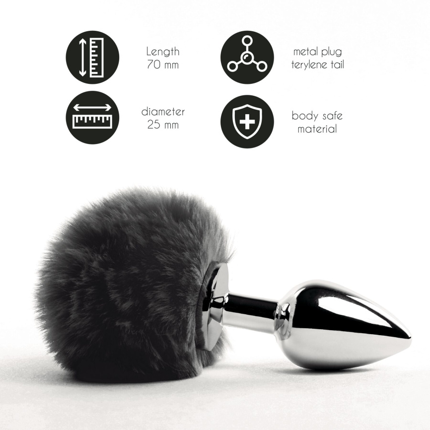 Анальна пробка FeelzToys - Bunny Tails Butt Plug Black фото 2