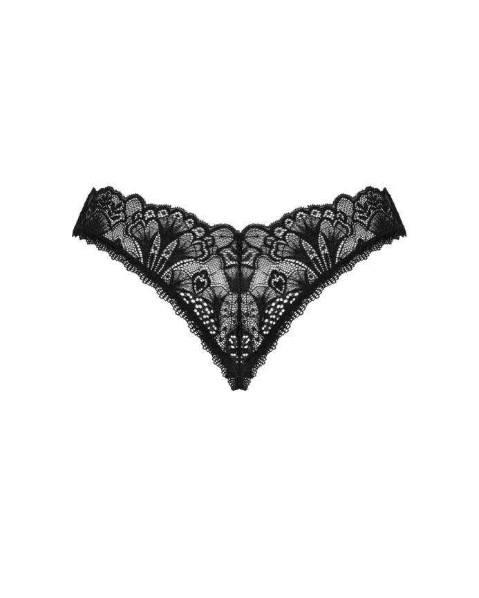 Мереживні стрінги Obsessive Donna Dream crotchless thong XS/S Black, відкритий доступ фото 4