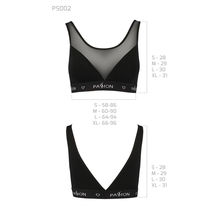 Топ с прозрачной вставкой Passion PS002 TOP L, black фото 13