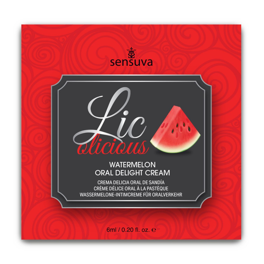 Пробник гелю для мінету Sensuva Lic-o-licious Watermelon (6 мл), оліїстий, без цукру фото 1