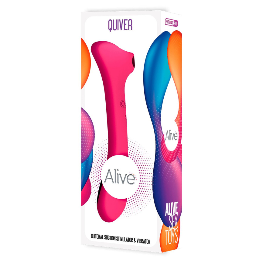 Вібратор та вакуумний кліторальний стимулятор 2-в-1 Alive Quiver Magenta Pink оновлена ​​модель фото 5