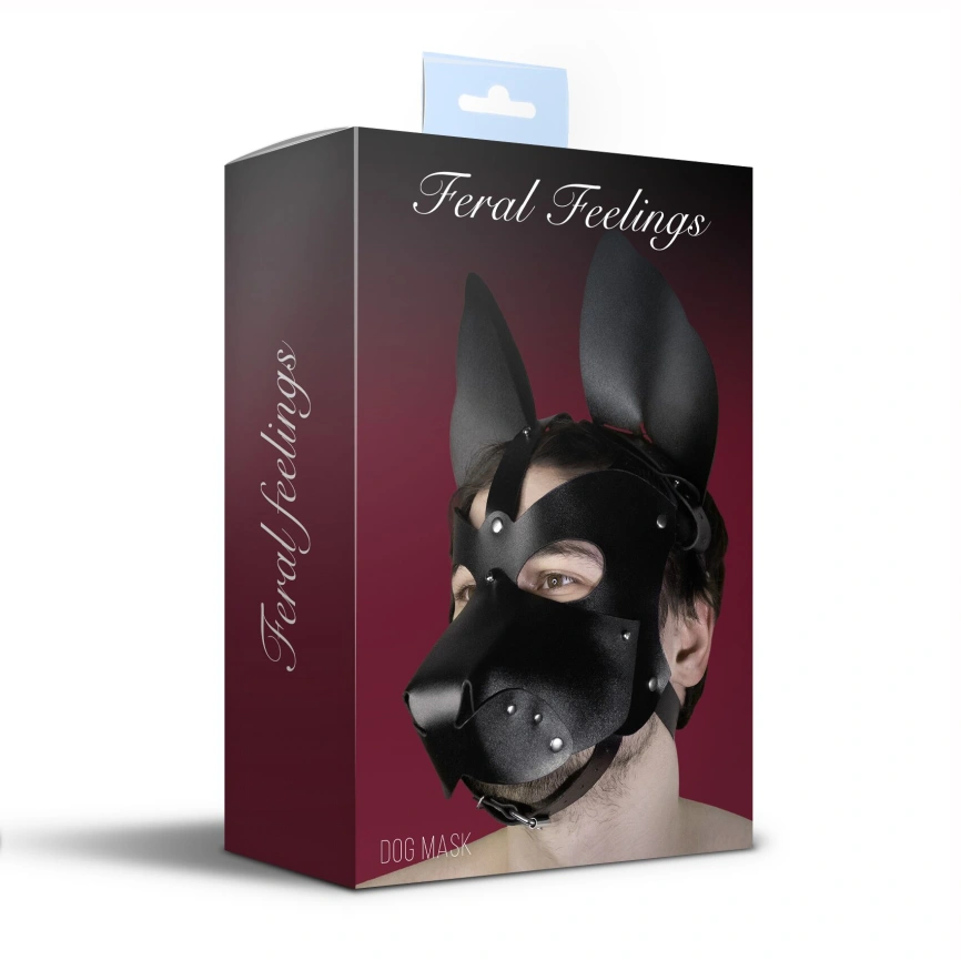 Кожаная маска cобаки 2в1 Feral Feelings, съемная морда фото 3