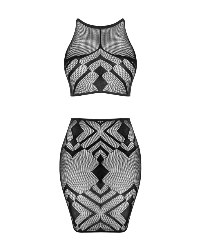 Эротичный полупрозрачный комплект Obsessive K101 top & skirt S/M/L, топ, юбка фото 3