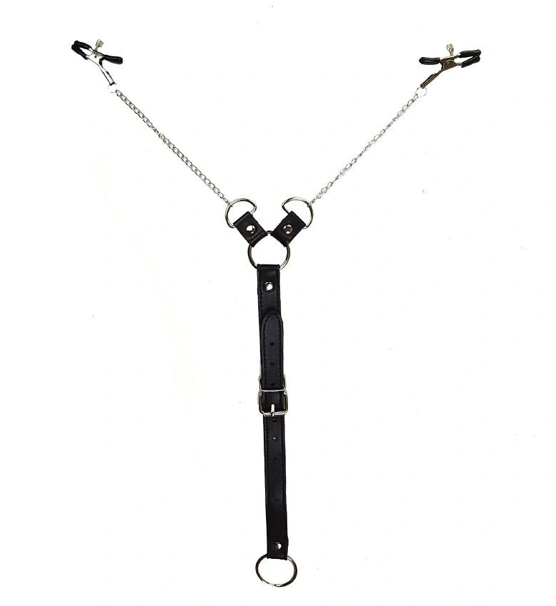Зажимы для сосков с фиксацией на пенисе Art of Sex – Nipple Clamps for Men, экокожа фото 3