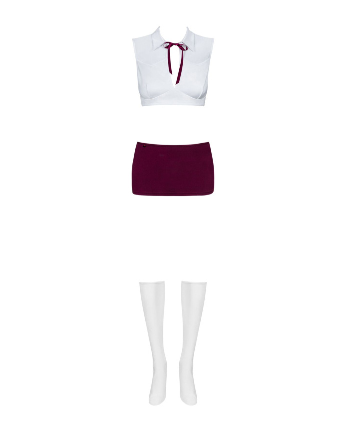 Еротичний костюм студентки Obsessive Student 4 pcs costume S/M, топ, спідниця, стринги, гольфи фото 3