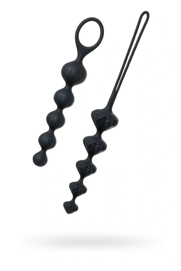Набор анальных бус Satisfyer Beads Black, силикон, макс. диаметр 3,3 см и 3,5 см фото 2