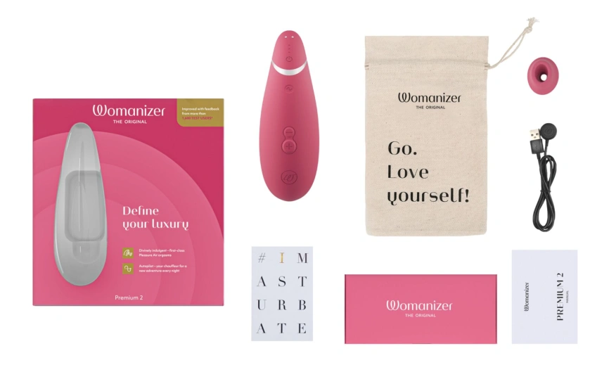 Вакуумный клиторальный стимулятор Womanizer Premium 2 - Raspberry, функции Autopilot и Smart Silence фото 6