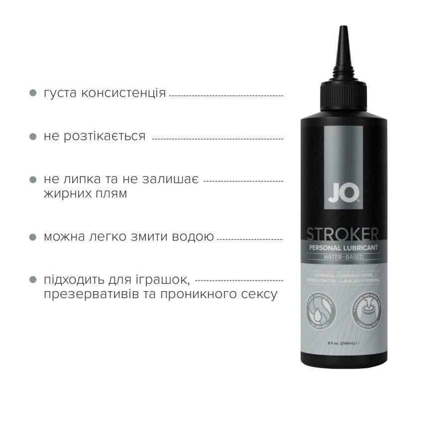 Лубрикант для мастурбаторів JO Stroker Lubricant 240 мл, на водній основі, густий, з аплікатором фото 4