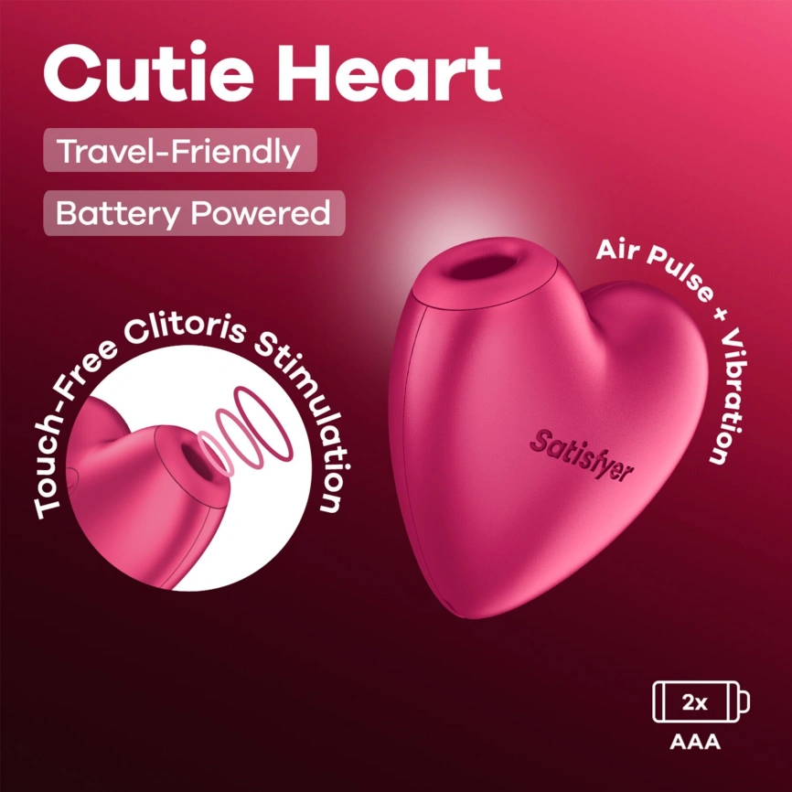 Вакуумный стимулятор-сердечко с вибрацией Satisfyer Cutie Heart Battery Series (мятая упаковка!!!) фото 7