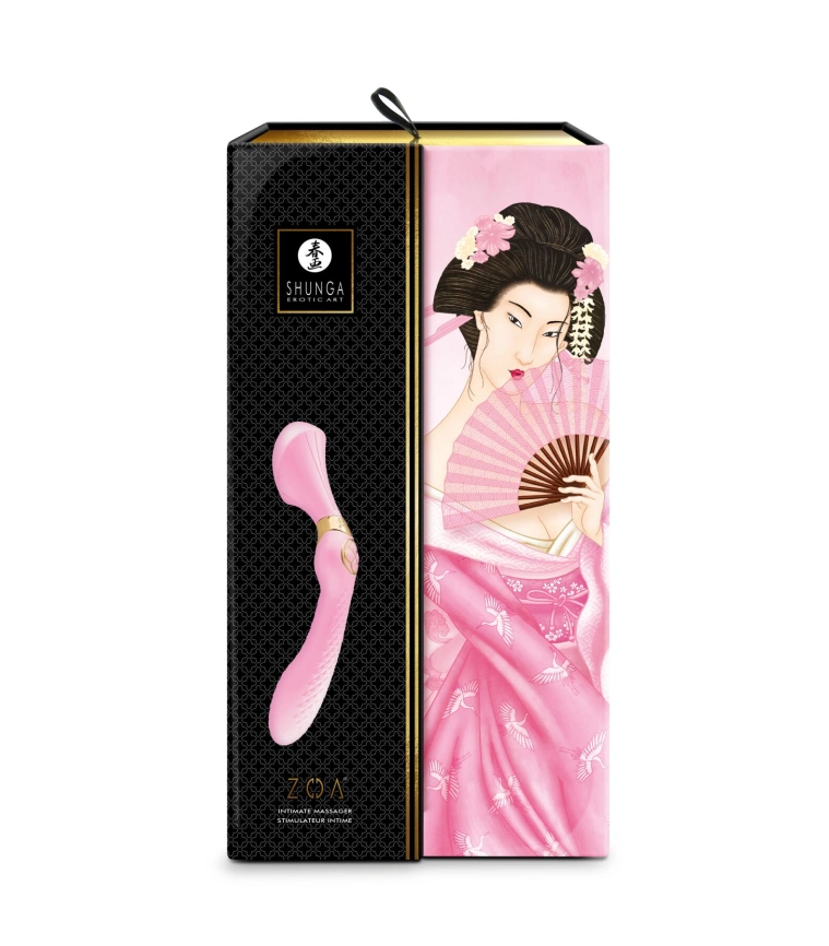 Вибромассажер Shunga Zoa Light Pink, двусторонний фото 10