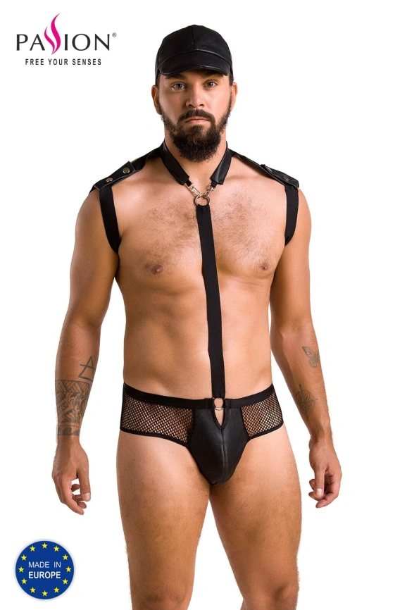 Комплект эротического мужского белья Passion 038 JOHN SET L/XL Black, боди, кепка фото 5