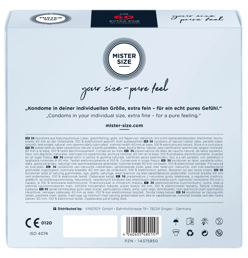 Презервативы Mister Size - pure feel - 60 (36 condoms), толщина 0,05 мм фото 3