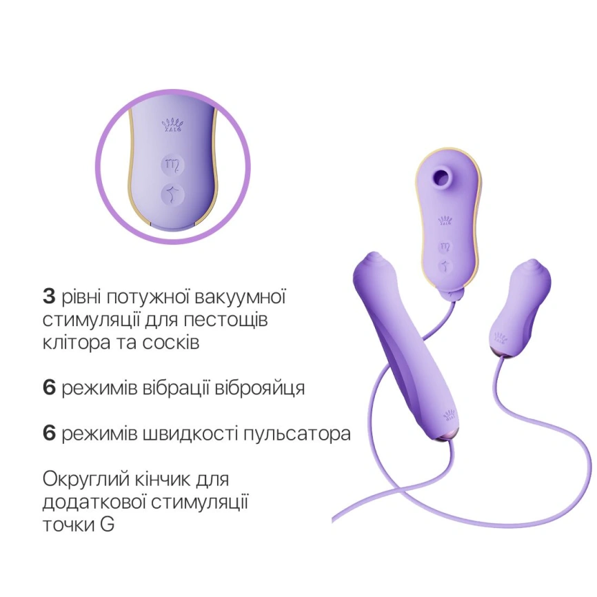 Набор 3в1 Zalo – UNICORN Set Violet, виброяйцо, пульсатор, вакуумный стимулятор фото 11