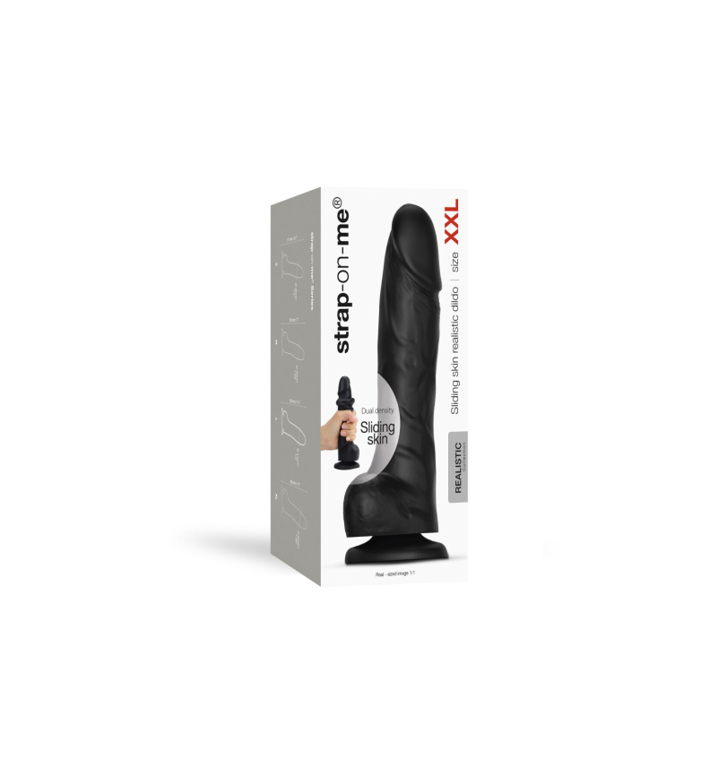 Реалістичний фалоімітатор Strap-On-Me Sliding Skin Realistic Dildo Black XXL, ефект рухливої шкіри фото 8